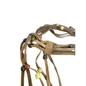 Vintage Belt size L Suede Beads Retro Boho 70s